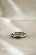 Diplodocus & Meteorite Fossil Wedding Ring Set – Tungsten