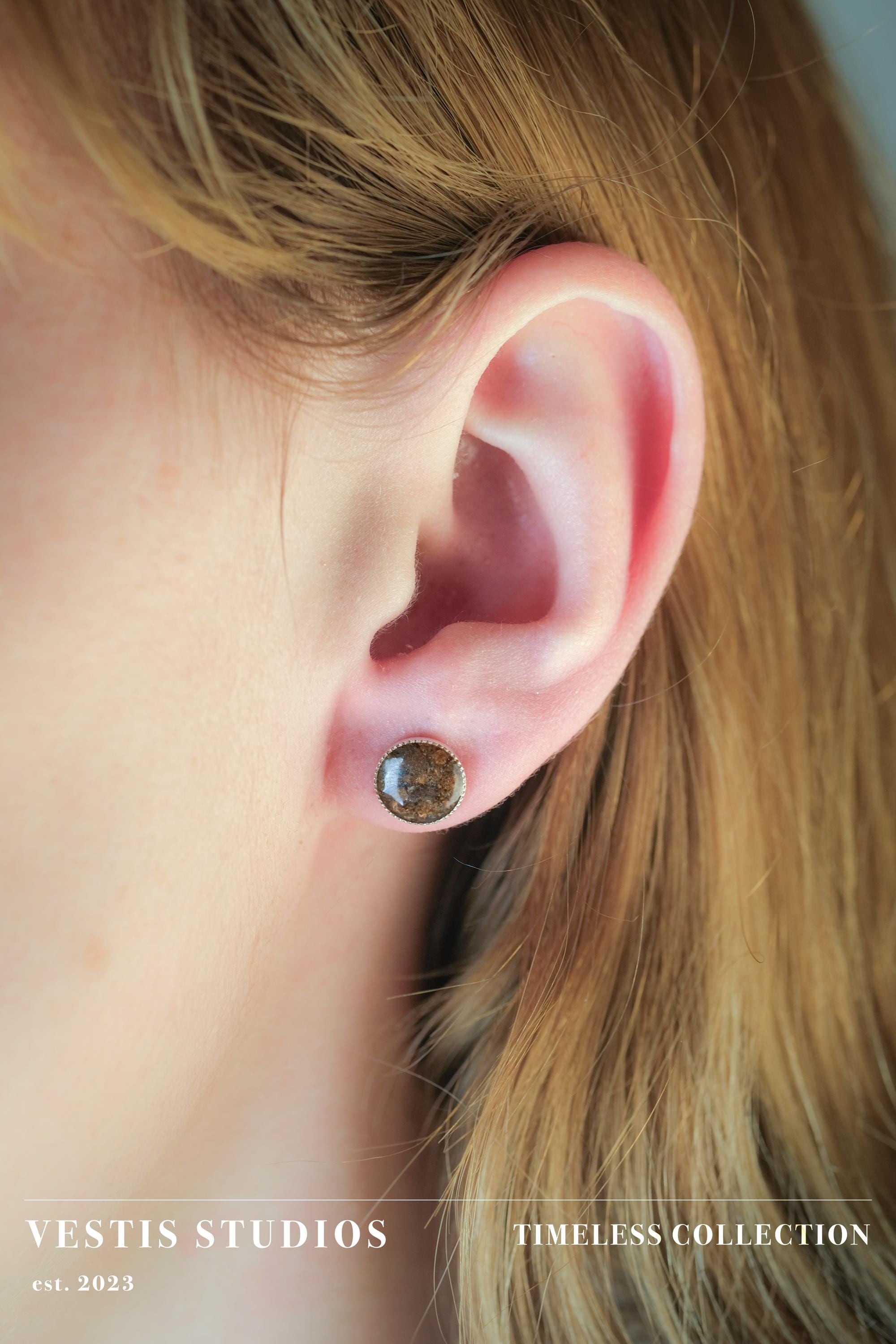 Triceratops Fossil Earrings – Sterling Silver