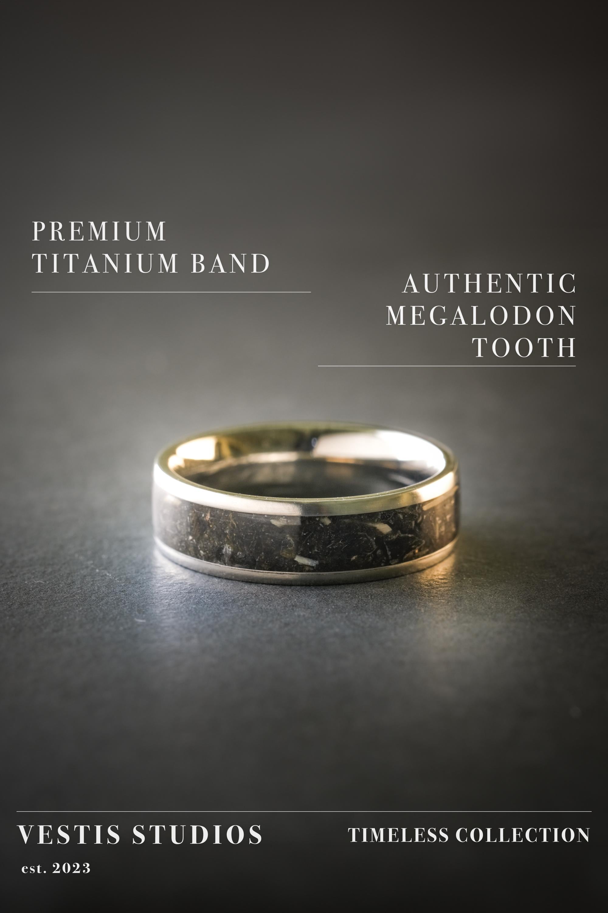 Megalodon Tooth Ring – Titanium