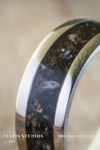 Diplodocus & Meteorite Fossil Ring – Steel