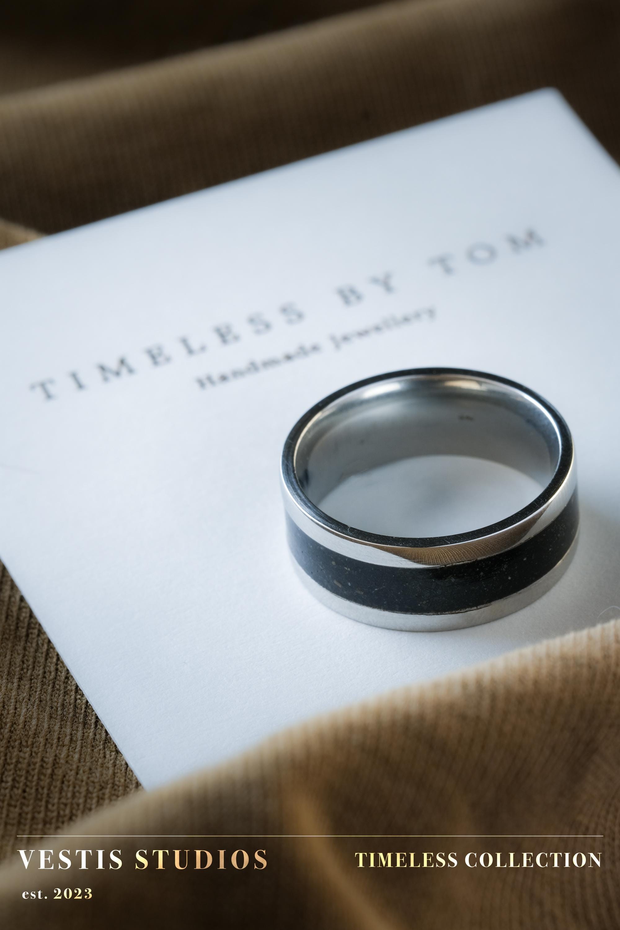 Diplodocus Fossil Ring - Steel