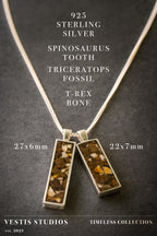 T. Rex, Triceratops & Spinosaurus Fossil Necklace – Sterling Silver