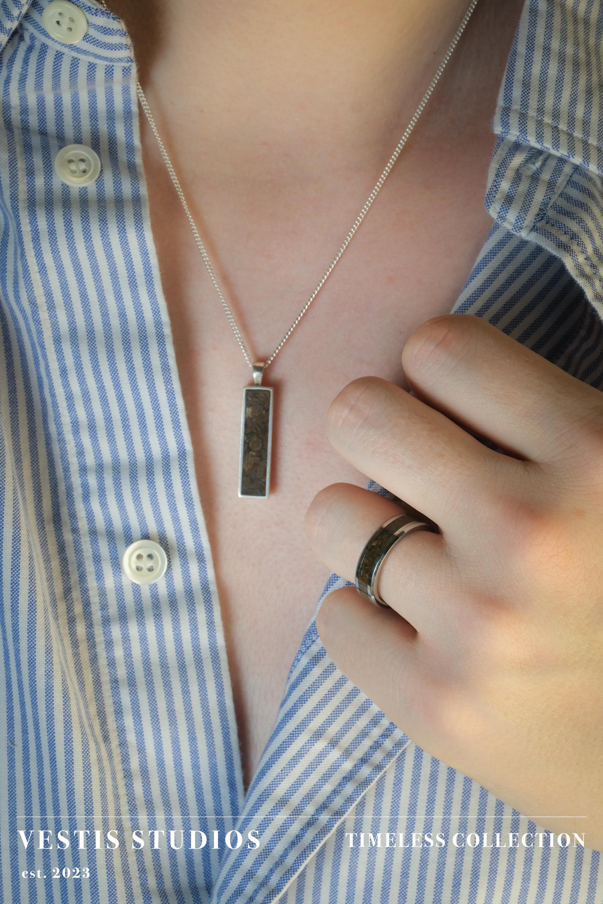 T. Rex Fossil Jewellery Set – Tungsten Ring & Silver Necklace Gift Bundle