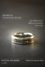 Megalodon Tooth Fossil Ring – Tungsten Carbide