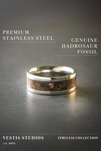 Hadrosaur Fossil Ring – Steel