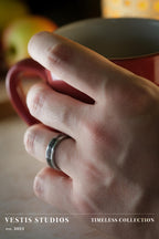 Diplodocus & Meteorite Fossil Ring – Tungsten Carbide