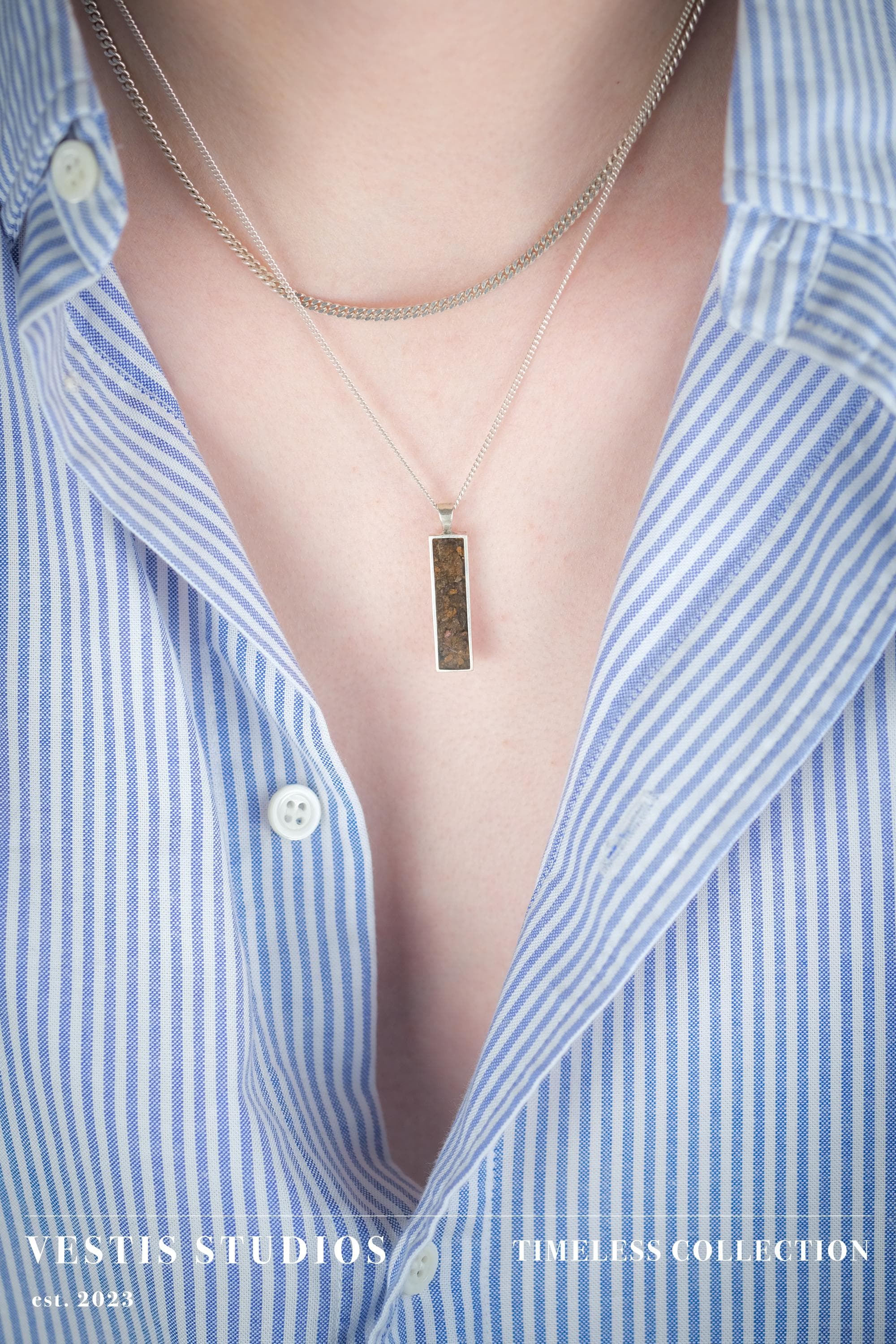 Triceratops Fossil Necklace – Sterling Silver