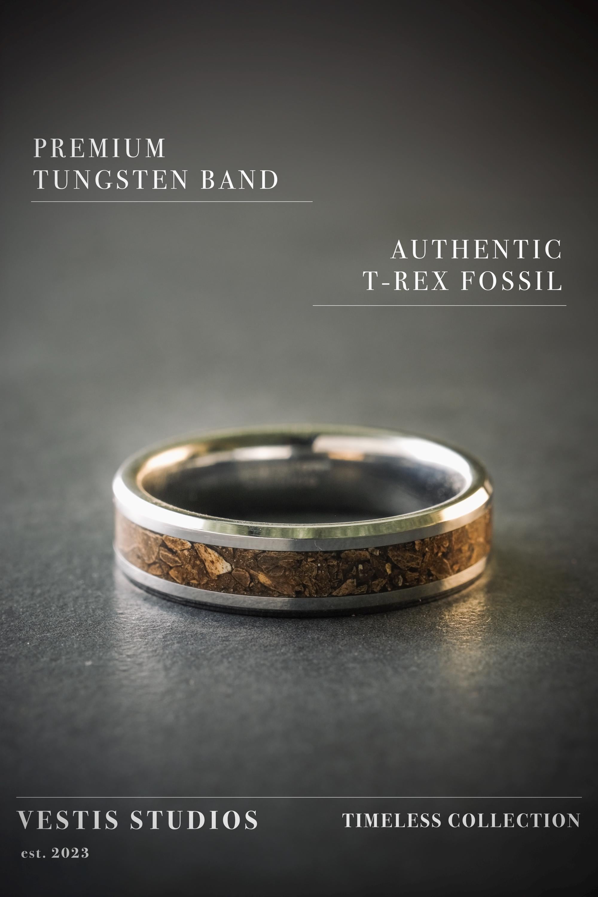 T.Rex Fossil Tungsten Ring