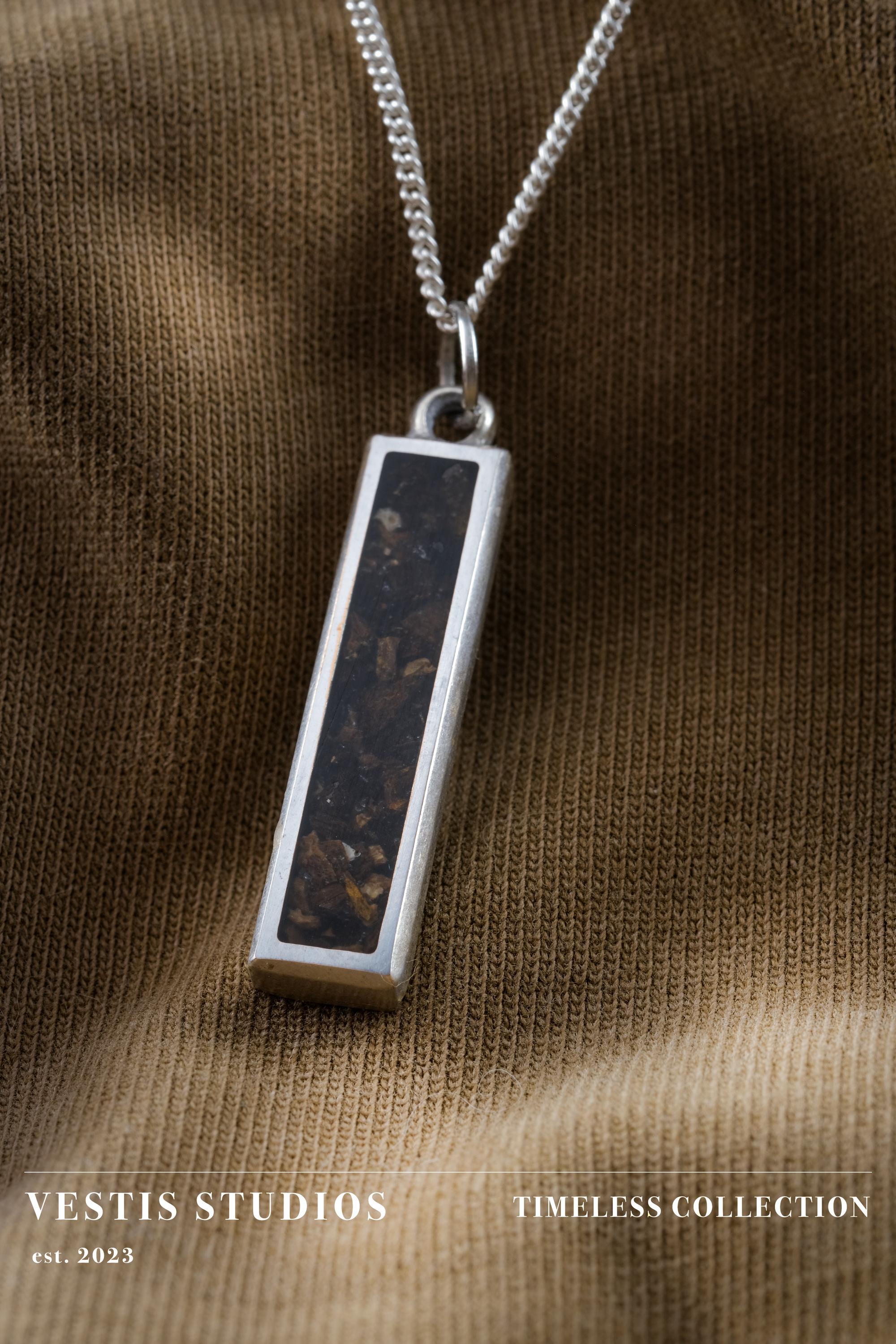 Hadrosaur Fossil Necklace – Plated Silver