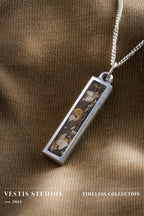 T. Rex, Triceratops & Spinosaurus Fossil Necklace – Plated Silver