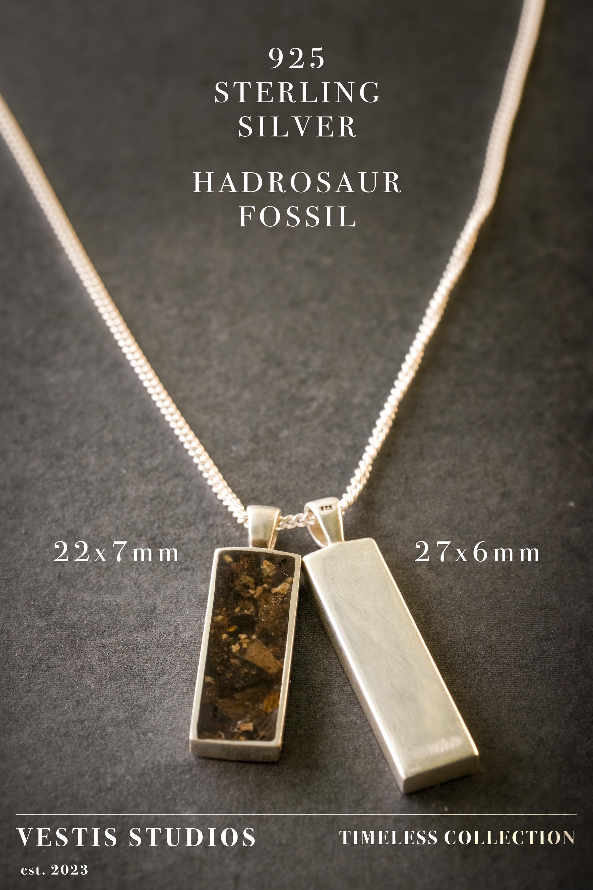 Hadrosaur Fossil Necklace – Sterling Silver