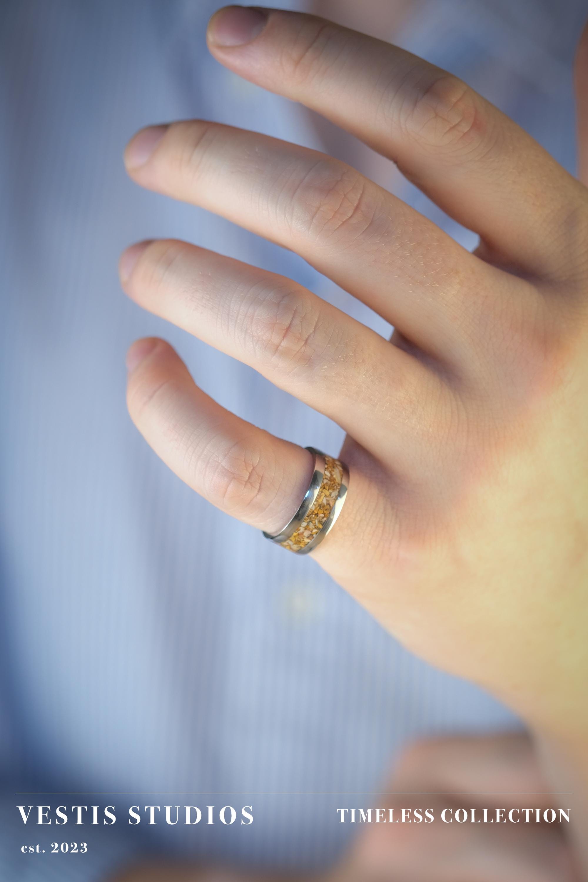 Spinosaurus Tooth Fossil Ring – Steel