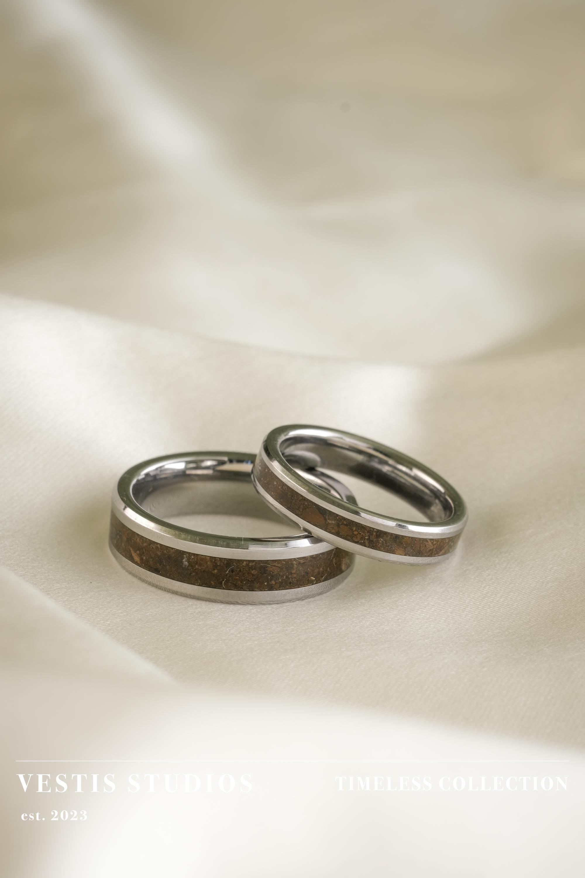 Raptor Fossil Wedding Ring Set – Tungsten